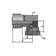 Parker BSP 60° Perskoppeling 3/4\'\' x 3/4\'\' - 14TPI Vrouw Wartel 90° Compact 2