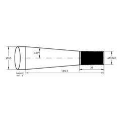 Loader Tine - Straight 820mm, Thread size: M33 x 2.00 (Square) 2