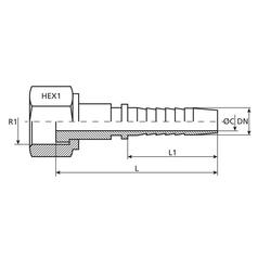 Dicsa ORFS Hose Insert 1/2\'\' x 1 3/16\'\' Female Thread Straight Swivel 3