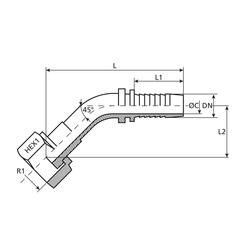 ORFS Perspilaar 5/8\'\' x 1\'\' Wartel 45° 3