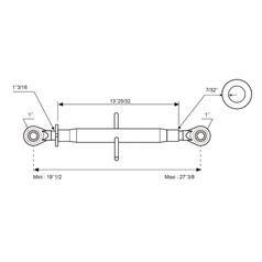 Top Link (Cat.2/2 (Ø25/25mm)) Ball and Ball,  M30 x 3.00, Min. Length: 495mm. 3
