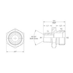 Hydraulik-Adapter 1/2\'\' NPTF Stecker x 3/8\'\' BSP Stecker 3