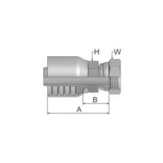 Parker ORFS Perskoppeling 5/8\'\' x 1\'\' - 14TPI Vrouw Wartel (Kort) 2