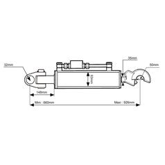 Topstang (hydraulisk) (Kat.3/2 (Ø32/25mm)) Led og Krog, Cylinderdiameter: 63mm, Min. længde : 660mm. 2