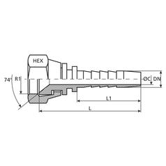 JIC 37° Perspilaar 5/16\'\' x 9/16\'\' Wartel 3