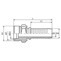 Dicsa Millimeter 24° Indstik 3/8\'\' x M18 x 1.5 (12L) Han Lige 3