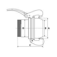 Coupling with Threaded End - Male 6\'\' (159mm) x 6\'\' BSPT (Galvanised) 3