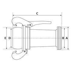 Gerader Adapter - Stecker 5\'\' to Muffe 6\'\' (133-159mm) 3