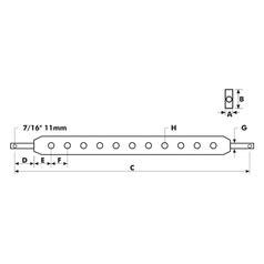 Flat Drawbar (Cat. 2 (Ø28mm)) No. holes: 13,  933mm 2