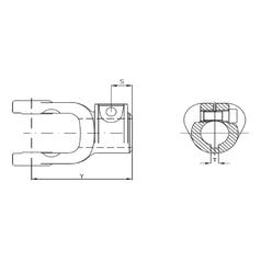 Clamp Yoke - Non Interfering (U/J Size: 22 x 54.8mm) Bore Ø1\'\', Key Size: 1/4\'\'. 3
