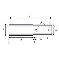 Lower link implement pin dual 22 - 28x183mm, Thread size   Cat. 1/2 (Ø22/28mm) 3