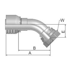 Parker BSP 60° Perskoppeling 3/4\'\' x 3/4\'\' - 14TPI Vrouw Wartel 45° 2