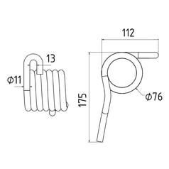 Tedder haytine - LH -  Length: 175mm, Width: 14mm, Ø11mm - Replacement for Vicon, Rivierre Casalis 2