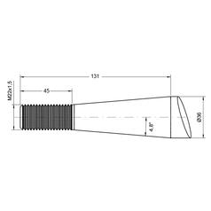 Loader Tine - Curved 810mm, Thread size: M22 x 1.50 (Square) 2