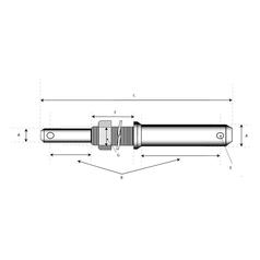Lower link implement pin dual 22 - 28x203mm, Thread size  7/8x57mm Cat. 1/2 (Ø22/28mm) 3